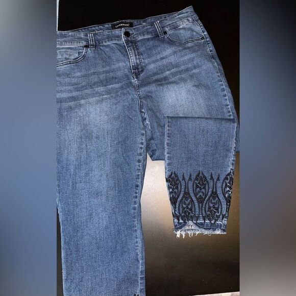 Liverpool the Ankle Skinny Embroidered Raw hem Jeans size 18W EUC - Picture 1 of 10